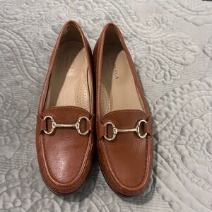 Carvela Comfort Tan Brown Leather Horsebit Loafers Womens Low Heel Slip On Shoes